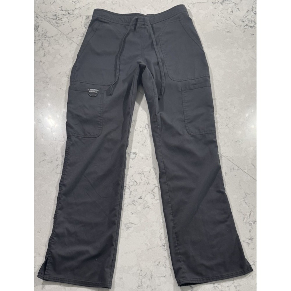 Cherokee Workwear Revolution Scrub Pants Women XS Dark Gray Mid Rise Flare WW120